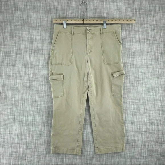 Loft Pants Straight Crop Womens Size 14 tan 2043 - Picture 1 of 11